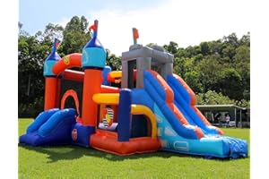 16x12FT Commercial Grade Bounce House Castle Inflatable, (Heavy Duty PVC), (950w Blower) - 2 Slide, Ball Pit, Basketball Hoop