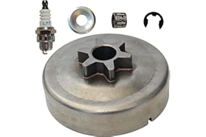 JOJOPAR Clutch Drum Sprocket kit 3/8" 6T Washer E-Clip Needle Bearing Spark Plug Compatible with STIHL MS170 MS180 MS190T 017 018 019T 025 Chainsaw Accessories Replacement Parts 1123 640 2003 1123 640 2073