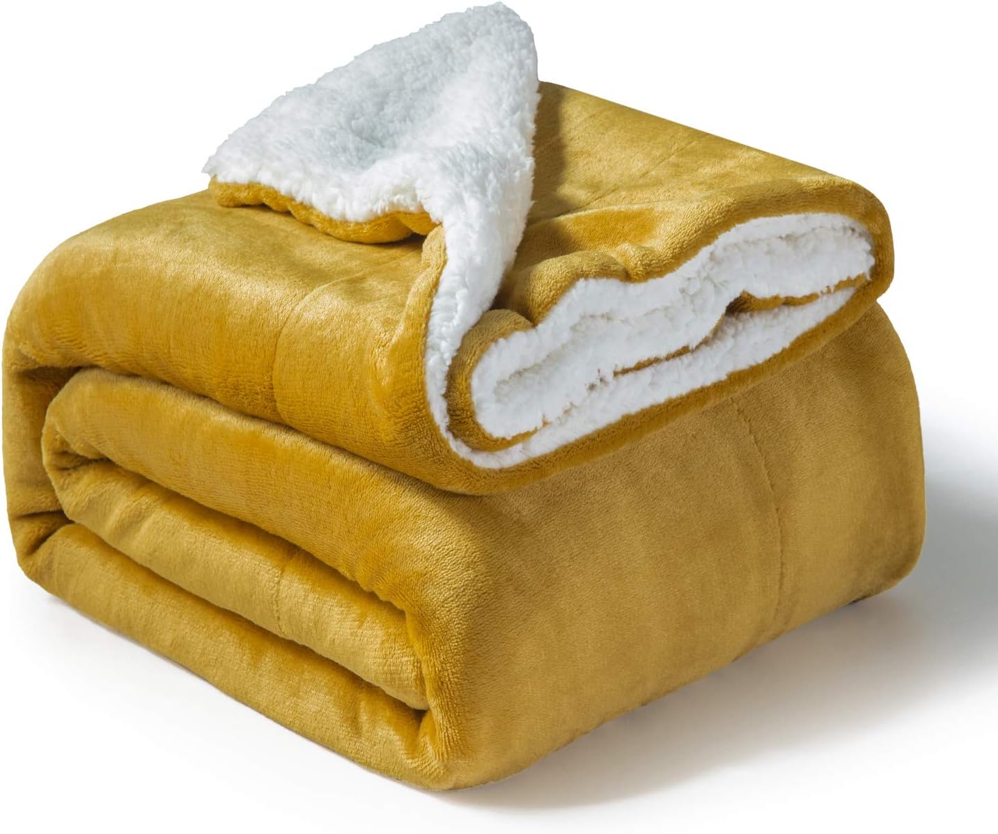 Bedsure Sherpa Fleece Throw Blanket Honey Yellow Fuzzy Soft Blanket