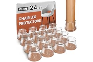 VIUME 24 Pcs Chair Leg Floor Protectors for Hardwood Floors Silicone Covers to Protect Wood Tile Floors Felt Pads Furniture Leg Caps Anti-Scratch Reduce Noise (Fit:1.3"-2")