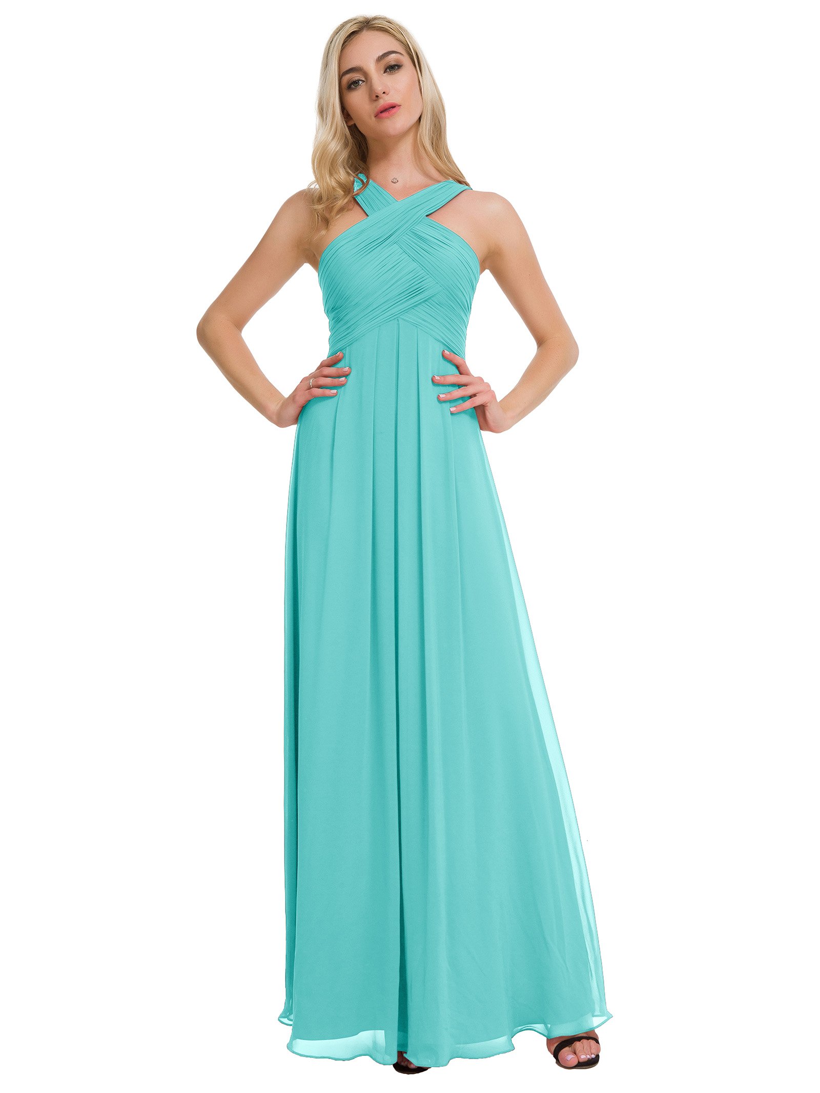 ALICEPUB Crisscross Neck Bridesmaid Dress Chiffon Long Formal Dresses