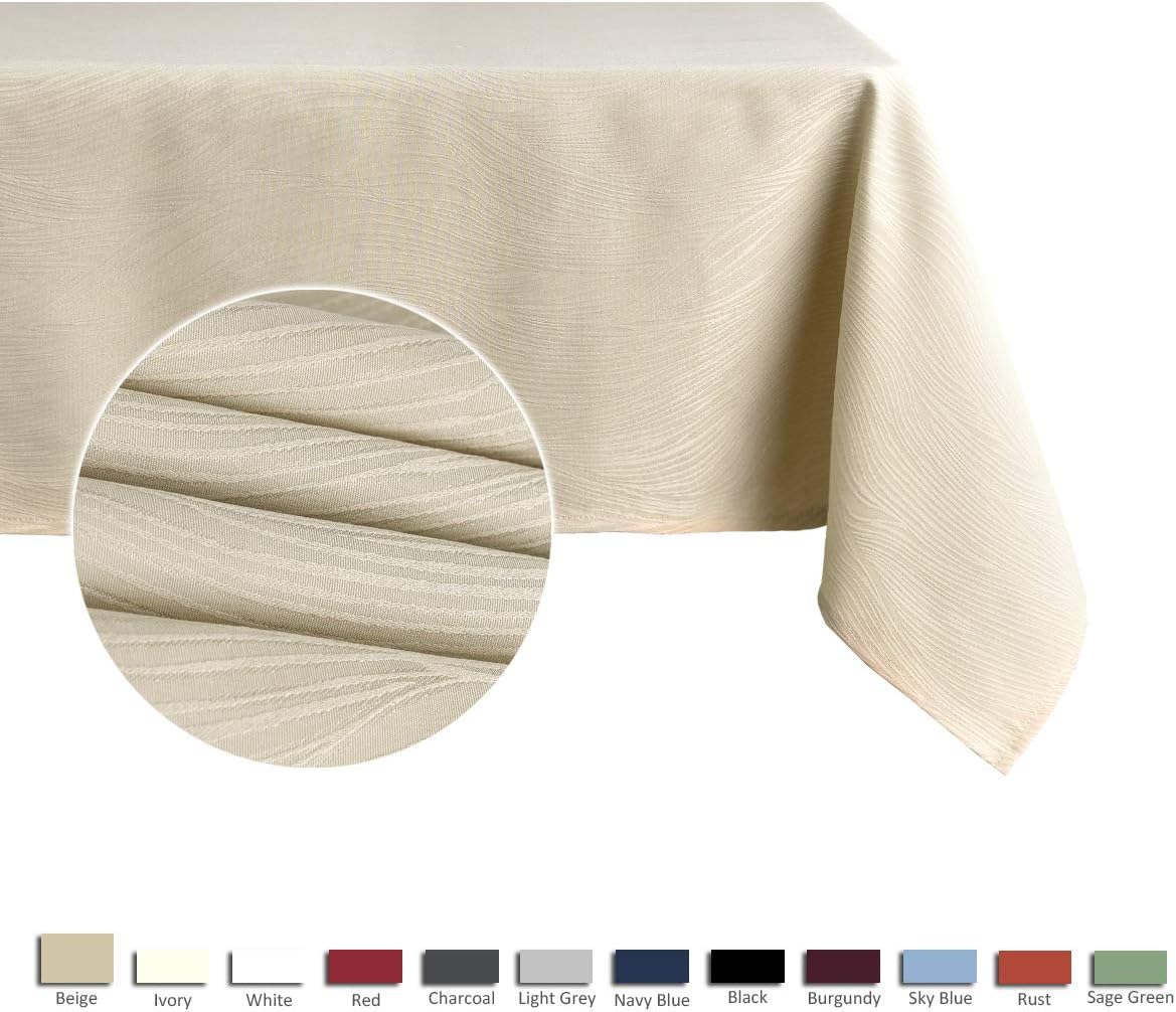 maxmill Square Table Cloth Swirl Pattern Spillproof Wrinkle Resistant Oil Proof Heavy Weight Soft Tablecloth for Kitchen Dinning Tabletop Outdoor Picnic Square 52 x 52 Inch Beige: Home & Kitchen