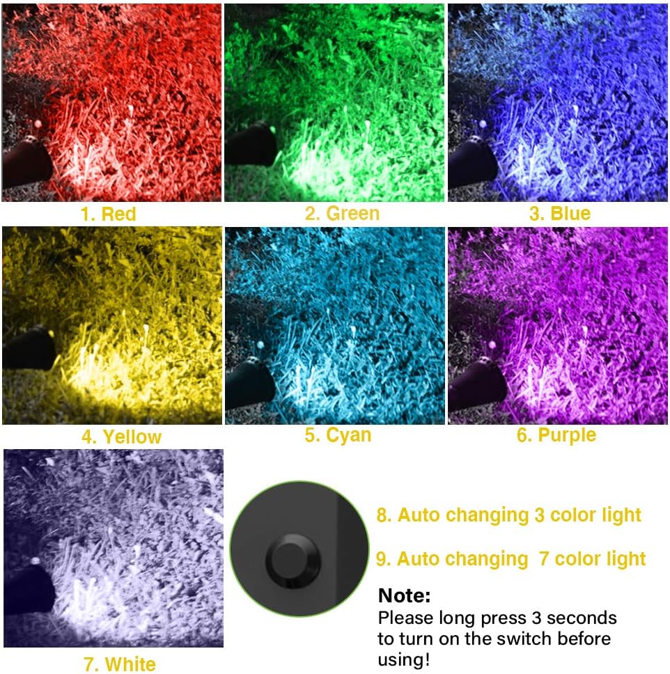 Outdoor Solar Spot Lights, Super Bright 18 LED Security Lamps Waterproof Spotlight for Garden Landscape Path Walkway Deck Garage (7 Colors, 2 Pack) - - 