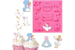 JarThenaAMCS One Silly Goose Birthday Fondant Molds Funny Silly Goose Silicone Molds Chocolate Candy Mould for Kitchen Crafts