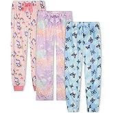 Sleep On It Girls Pajama Pants 3 Pack Fleece and Jersey Sleep Pants with Elastic Waist Assorted Prints Sizes 7-16