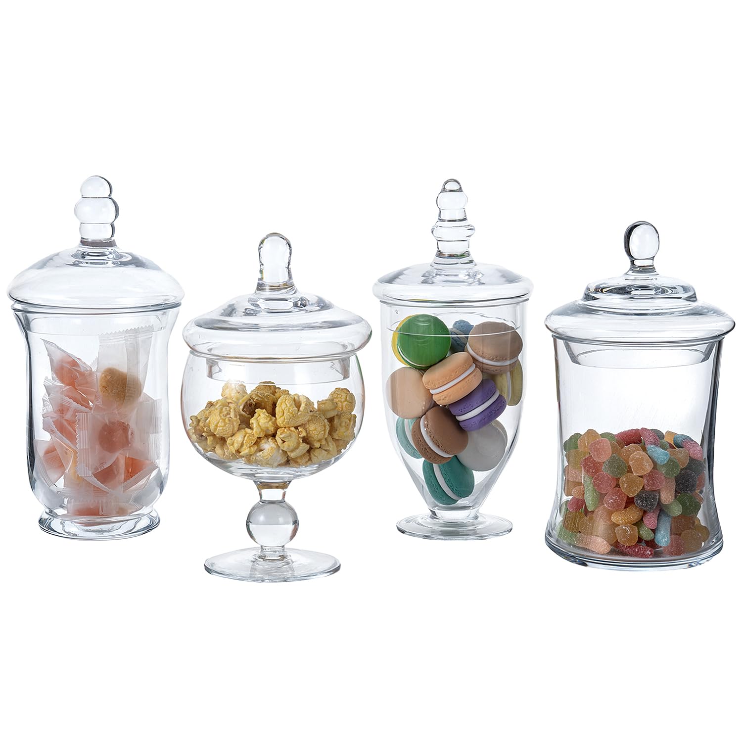 Photo 1 of MyGift Set of 4 Glass Apothecary Jars Set, Clear Candy Jars with Lids