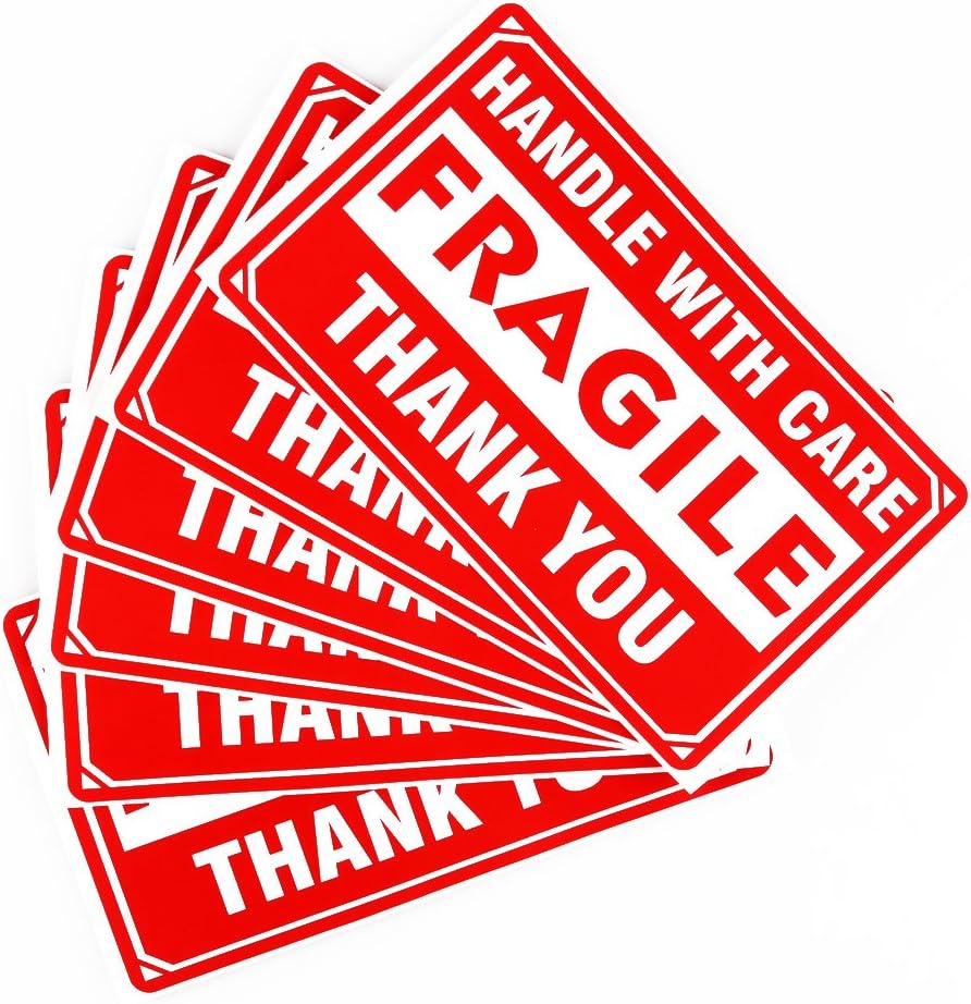 50 3x5 Fragile Handle with Care Sticker Personalized Packaging Labels Custom Label Sheets, red, 3x5" fragile - Image 3