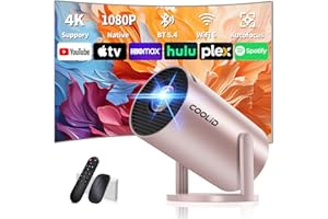 [Built-in Apps & 2026 Upgraded] Mini Projector Support 4K 1080P Auto Keystone 180° Rotatable with WiFi 6 and Bluetooth 5.4, P