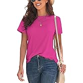 KevaMolly Basic T Shirts for Women UPF 50+ Short Sleeve Casual Summer Tops Trendy Solid Loose Fit Crew Neck Tees Tshirt