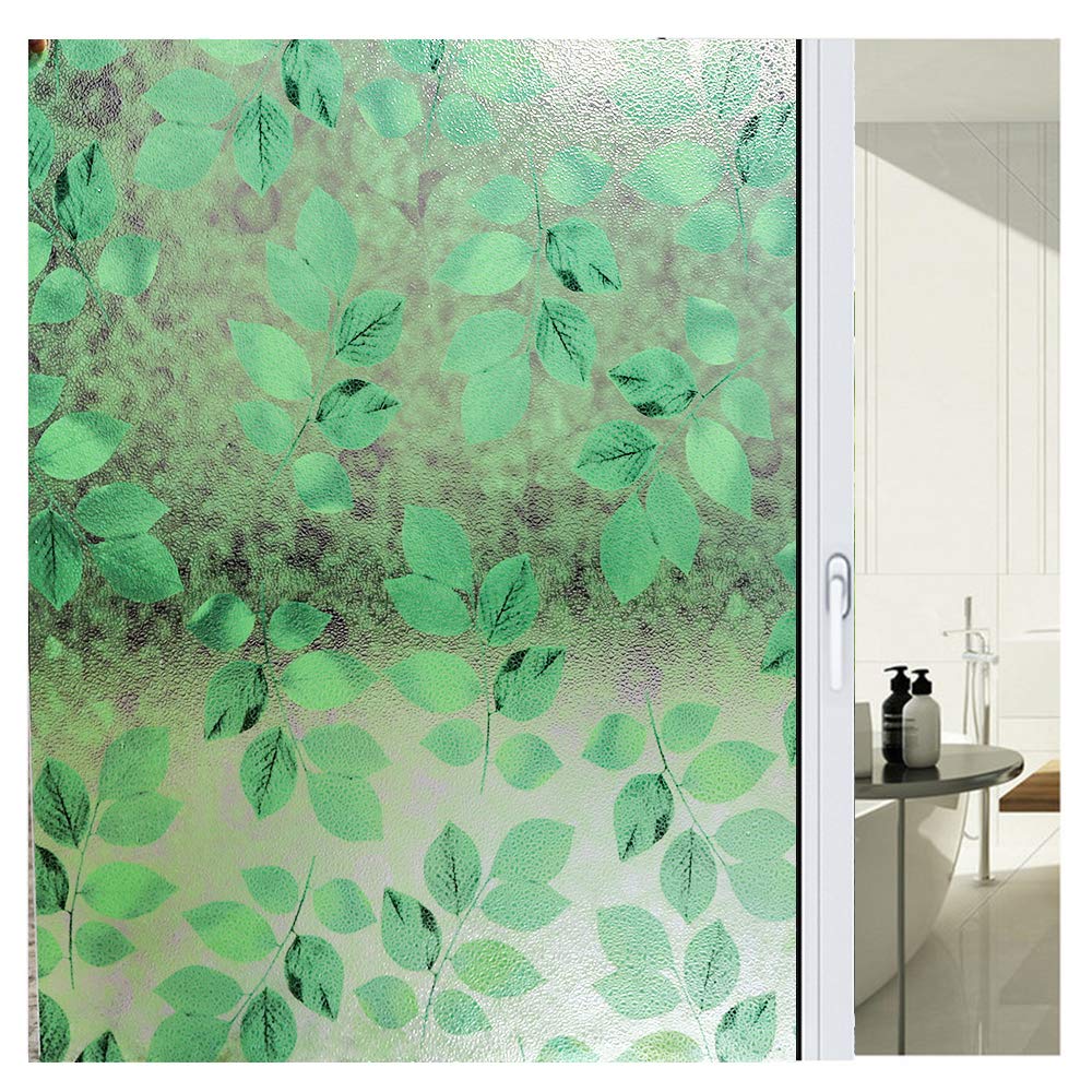 LAVOUP Window Film Privacy Stained Static Cling Glass Film 3D Decorative Colorful Glass Window Sticker Heat Control Anti UV for Bathroom Kids Room Sliding Door 35.4 x 78.7 Inch (90 * 200 cm)