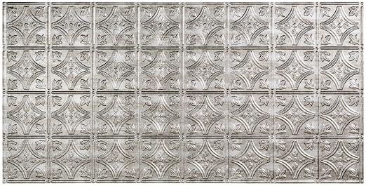 Fasade Easy Installation Traditional 1 Crosshatch Silver Glue Up