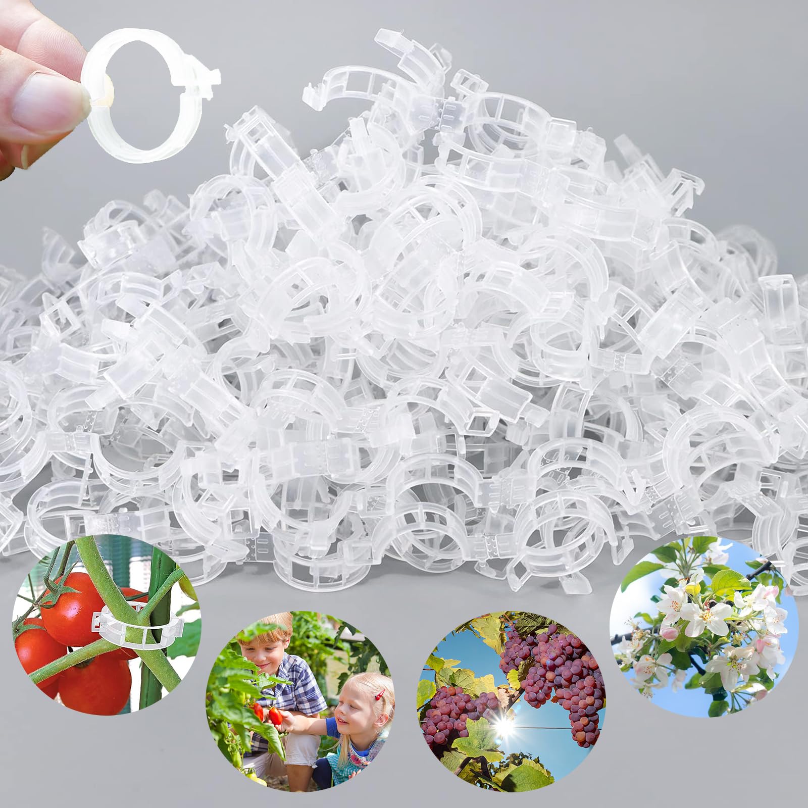 Photo 1 of Tomato Clips for Climbing Plants, Reusable Plastic Tomato Clips Clear, Tomato Trellis Clips for Plants Support, Secured Plastic Plant Clip for Tomatoes Vines Climbing Supplies