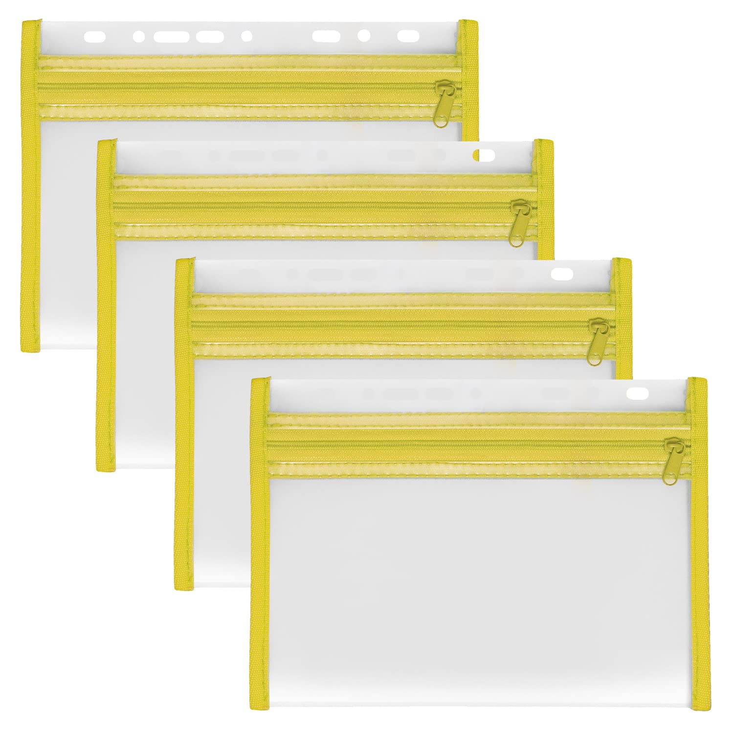 Veloflex A435001 - Document Wallet with Zip, Pack of 4, DIN A5, Fileable, Yellow, Velobag XXS, Zip Pocket