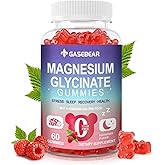 GASEBEAR Magnesium Glycinate Gummies 400mg, Sugar Free Vegan Magnesium Supplement for Adults & Teens with L-threonate, B6, Sodium & Omega-3 for Sleep, Muscle, Bone & Memory, 60 Raspberry Chewables