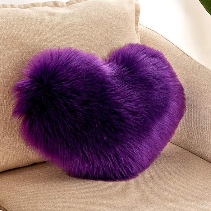 Svitolina Official Purple Faux Fur Love Heart Throw Pillow