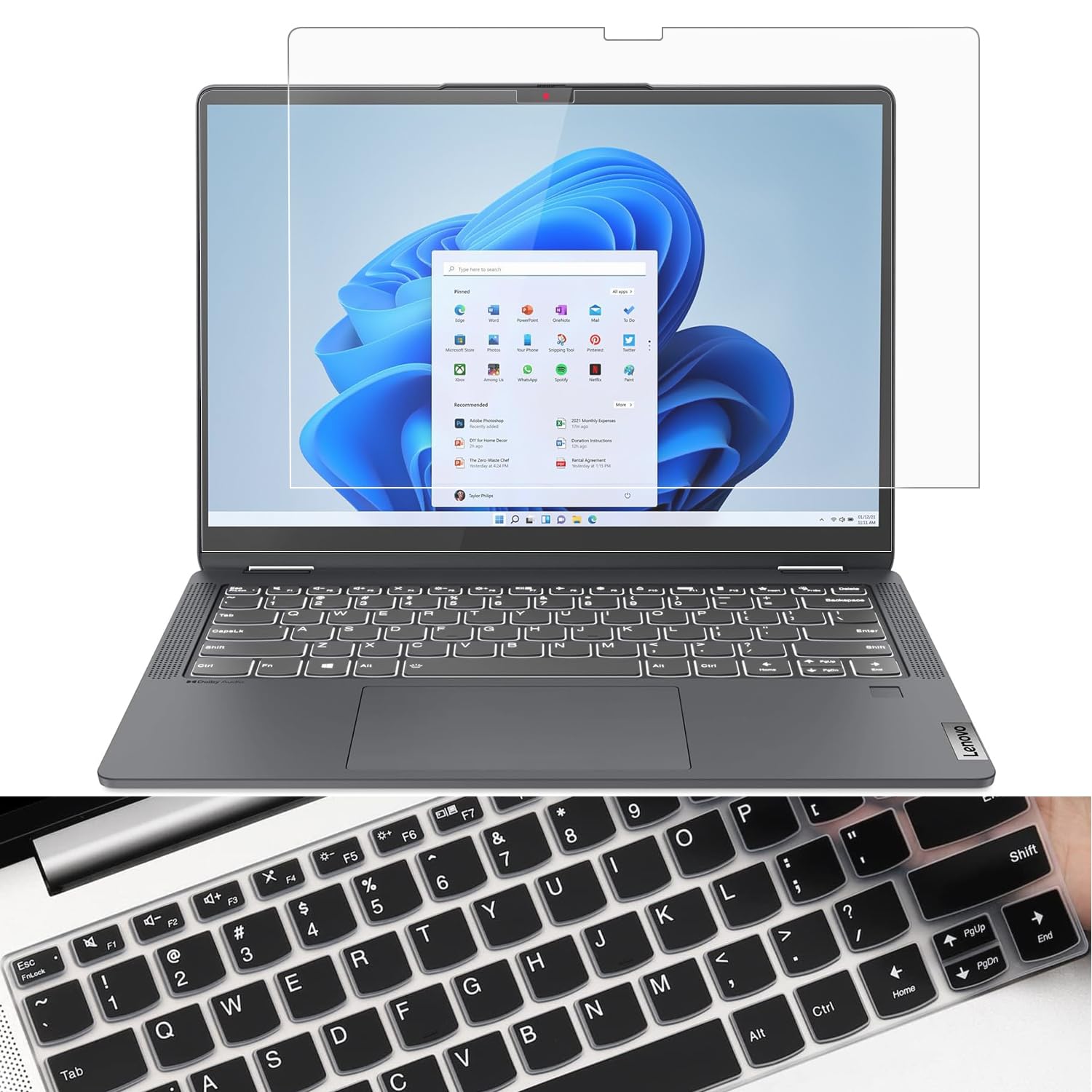 Photo 1 of 2 Pack Anti-Glare Matte Screen Protector for 2025 2024 Lenovo IdeaPad 5 14"/IdeaPad 5i 14"/IdeaPad 5x 14" (Model: 14AKP10/14IAL10/14Q8X9/14IRU9/14IRH9/14APH9) 2-in-1 Screen Film & Keyboard Cover