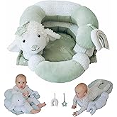 Aila+Aiden 2-in-1 Tummy Time Mat and Seated Support with Sensory Toys – for Newborns and Babies – Includes Detachable Cushion for Supervised Play & Head/Neck Development (Sage)
