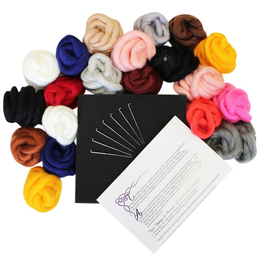 Great New Needle Felting Felt Kit Wool Needles Foam Pad by Curtzy TM