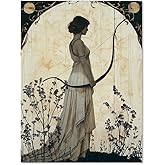 Sufeasdf Vintage Greek Mythology Hunting Goddess Artemis Canvas Wall Art Divine Feminine Poster Room Aesthetic Print for Home Bedroom Dorm Wall Decor 12x16in Unframed