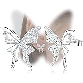 Sterling Silver Butterfly Stud Earrings with Cubic Zirconia for Women Luxurious Hypoallergenic Lightweight for Sensitive Ears for Women