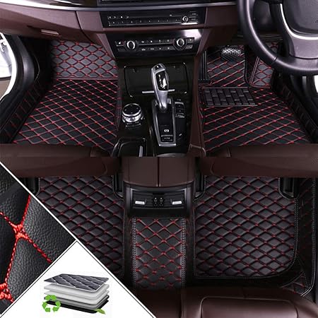 Amazon カスタムカーマットトヨタ Toyota 86 1995 08 フロアマット右ハンドル車専用防水汚れ防止滑り止めレザーセッラグジュアリーレザーフルカバードフロント リアフロアライナ Black Red フロアマット 車 バイク