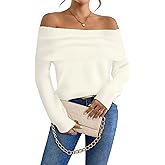 SunnyMelody Womens Off The Shoulder Sexy Sweater Fall 2025 Trendy Ladies Dressy Chunky Ribbed Knit Slim Fit Pullover Tops