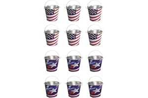 Windy City Novelties 12 Pack Fourth of July Patriotic Buckets | in Bulk | 4th of July Party Supplies New Years Eve Party Favors Halloween Candy Holder Bucket for French Fries Stationary Container