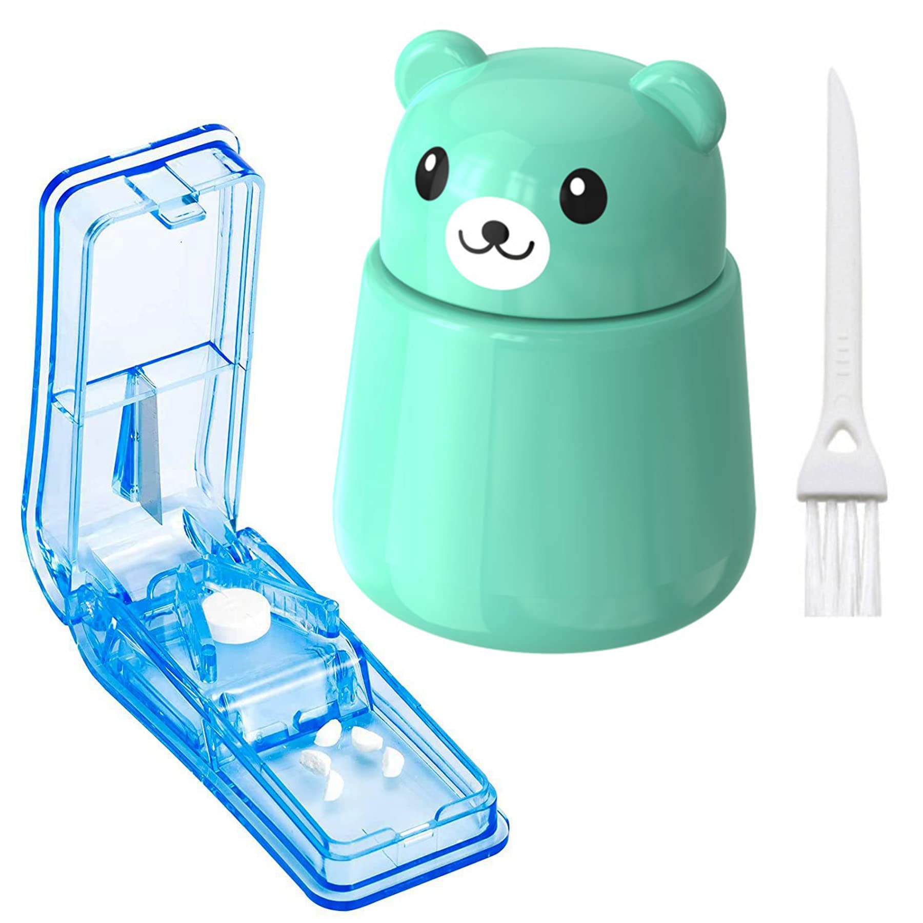 Photo 1 of 2 Pack Pill Crusher and Cutter, Pill Grinder for Vitamins and Tablets with Cleaning Brush and Durable Cutter (Green)