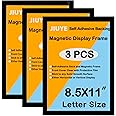 JIUYE Self Adhesive Magnetic Sign Holder 8.5 x 11,3Pcs Wall Mount Poster Sign Holder Plastic Display Frame,Adhesive Magnetic Framed Window Sign Holder for Home Office