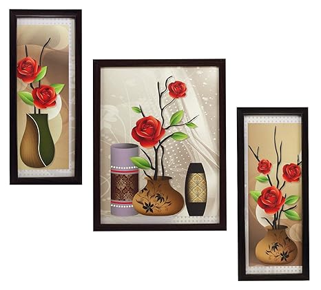 Indianara 3 Piece Set Of Framed Wall Hanging Art Prints Paintings