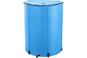 DOREDO 100 Gallon Collapsible Rain Barrel, Water Storage Tank, Portable Rainwater Collection System, Rain Catcher Barrel with Spigots and Overflow Kit, Rain Water Barrel Collector for Garden, Blue