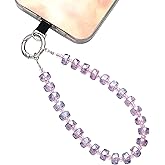 Danni Yan Crystal Beaded Phone Wrist Strap Glass Beads Bracelet Lanyard Crystal Chain Cell Phone Wristlet Strap for Women (Light Purple)