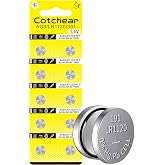 Cotchear 10 pcs AG8 Alkaline 1.5V Button Cell Battery Single Use LR1120 LR57 SR55 LR55 CX191 G8 for Watch Toys Remotes Cameras [10 pcs-Pack]