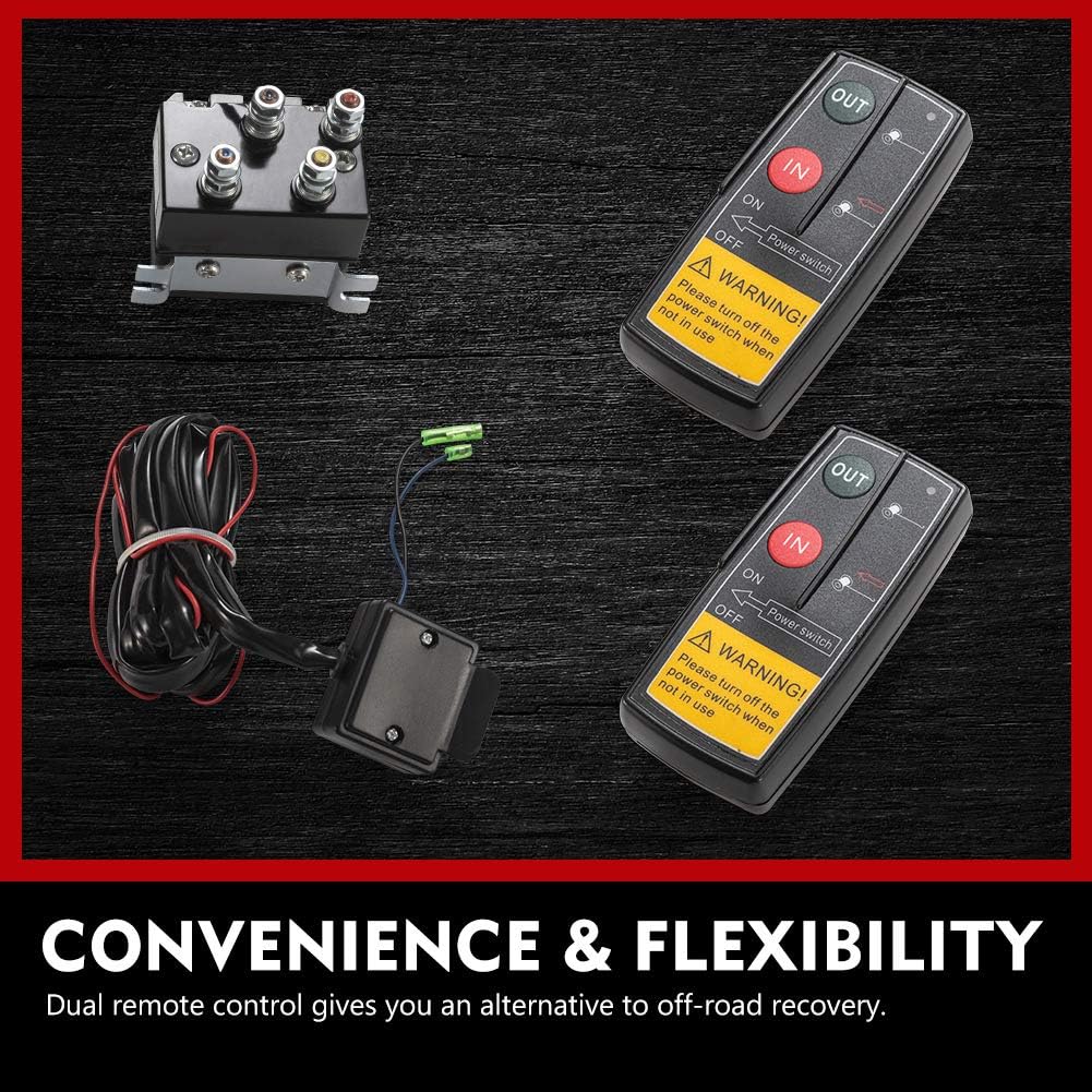 FIERYRED 12V 4500LBS Electric Synthetic Rope ATV Winch Kits for Towing ATV/UTV Off Road Trailer with Wireless Remote Control Mounting Bracket: Automotive