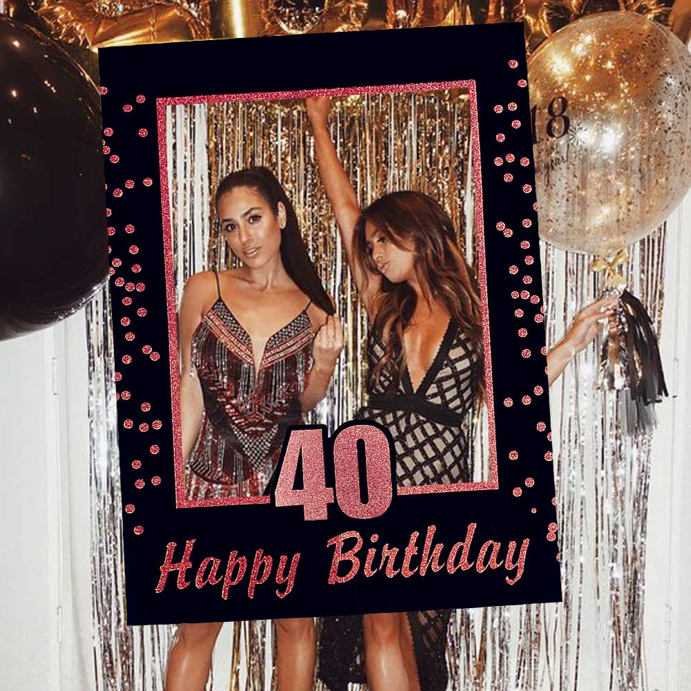 JeVenis 40 Birthday Party Photo Booth Props 40 Birthday Photo Frame 40th Birthday Decoration 40th Birthday Party Favors
