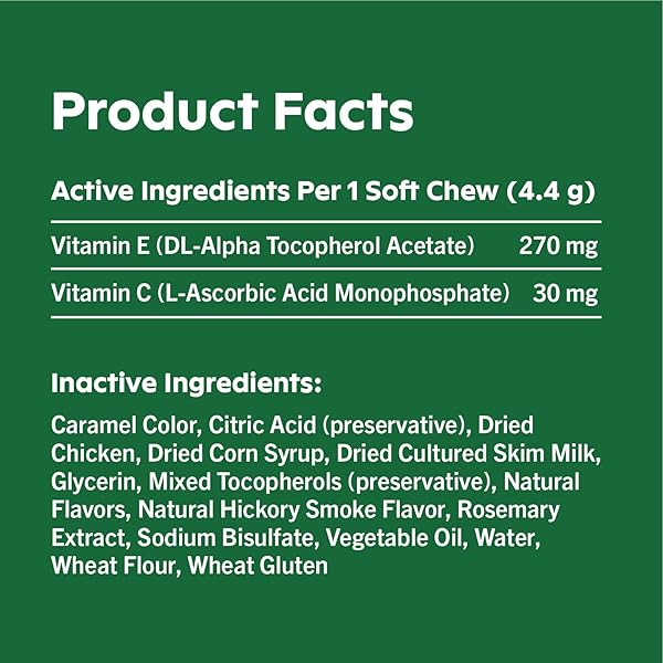 GREENIES IMMUNE HEALTH DOG SUPPLEMENTS WITH AN ANTIOXIDANT BLEND OF VITAMIN C AND E, CHICKEN-FLAVOR SOFT CHEWS FOR ADULT DOGS, 40-COUNT