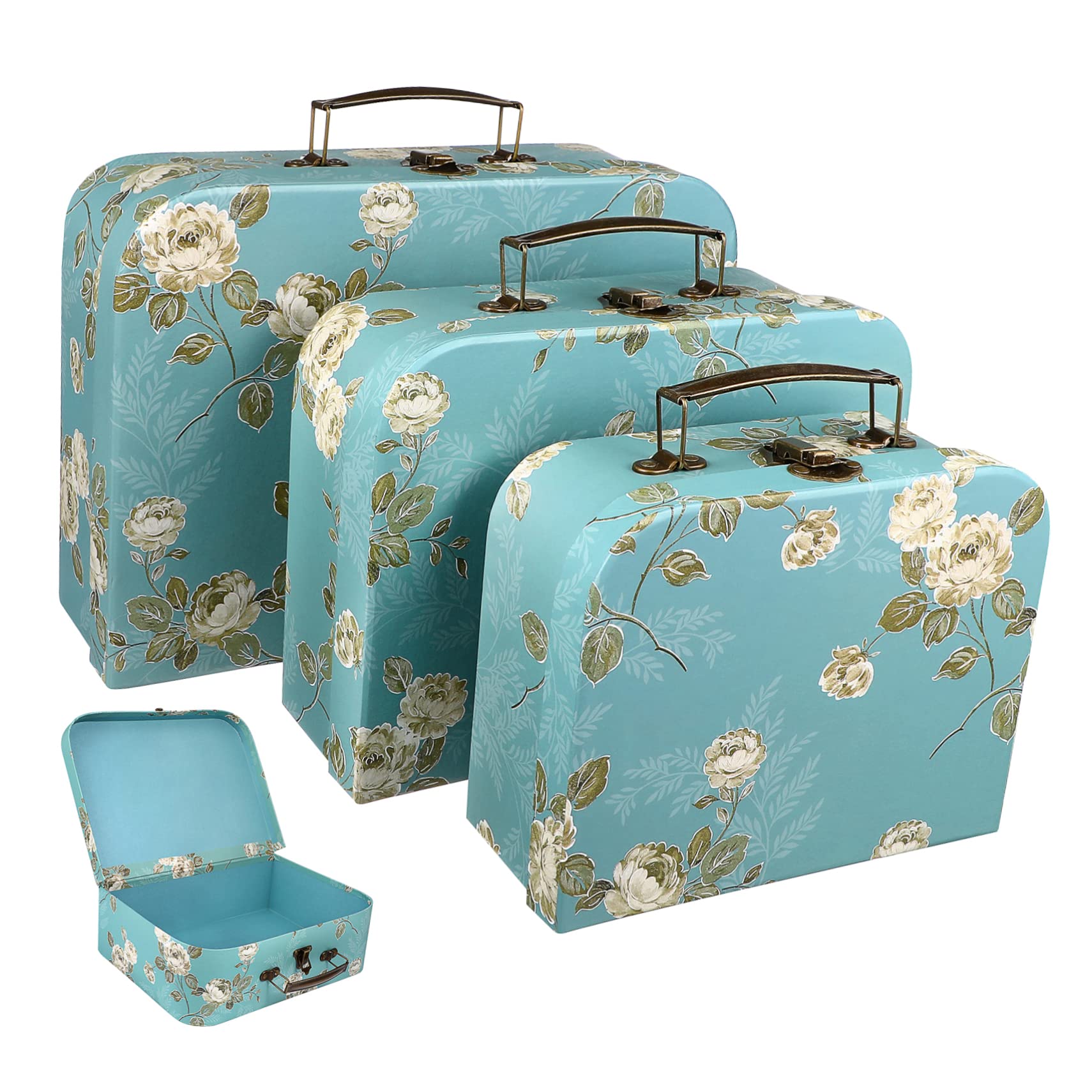 Housoutil 3 Pcs Three Piece present Box Kids Storage Box Storage Boxes Decorative Vintage Home Decor Child Suitcase Decor for Home Paperboard Suitcases Boxes Storage Three Piece Suit Paper