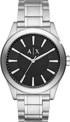 Watch For Men, Quartz Three hand movement and 44mm Case Size with Stainless steel strap