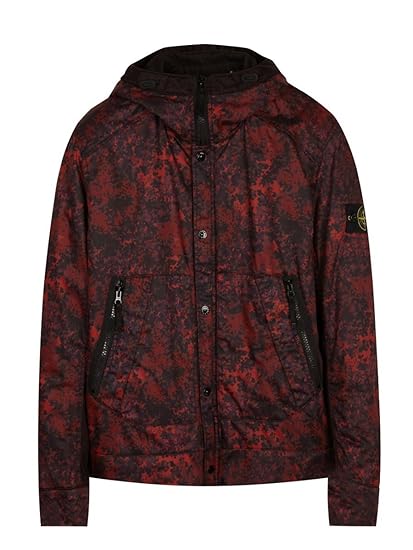 Stone Island Camo Print Raso Gommato Hooded Jacket in Red (XL): Amazon.co.uk: Clothing