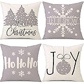 PSDWETS Merry Christmas Pillow Cover 18x18 Set of 4 Christmas Decorations let It Snow Holiday Farmhouse Decor Cushion Cover for Home Sofa