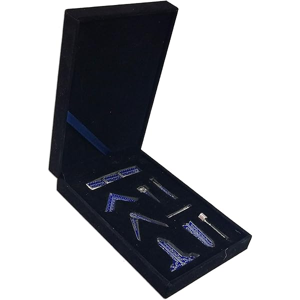 MRCUFF Freemason Masonic Cufflinks & Stud Set - Crystal Design, Rhodium Plated, Gift Box