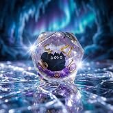 Luazuri Liquid Core Dice,Cat DND Dice Set with Box,7Pcs Resin Dungeons Dragons D and D Dice, Sharp Edge Role Playing Game Dice D20 D12 D10 D8 D6 D4. (Purple)