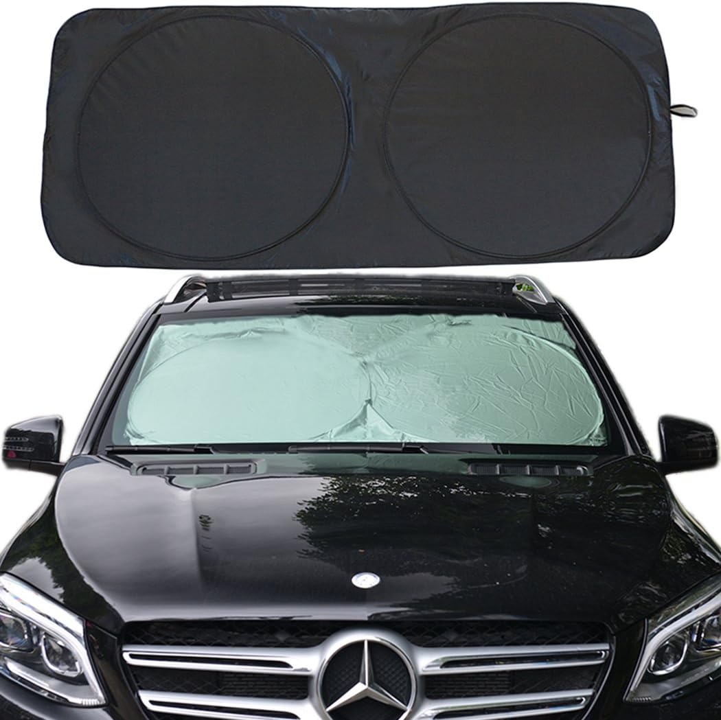 RELANSON Jumbo Sun Shade for Car Windshield Keeps Vehicle Cool-UV Ray Protector Sunshade(Black, Large/63"x 33.9")