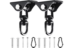SKYPHAROS 360°Rotating Hammock Hanging Kit, Heavy Duty 1200 lb Capacity Stainless Steel Hanging Swing Hooks, 2 Pack Swing Hanger for Yoga, Hammock Chair, Sandbag, Swing Sets(Black