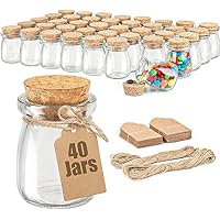 Ritayedet 40 Pack Small Glass Jars for Favors, 3.4 oz Glass Jars with Cork Lids for Candle, Potion Bottles, Spice, Yogurt, Ca