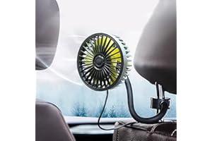 KINOWJI Car Cooling Fan, USB Powered 3 Speed Strong Wind Rear Seat Air Circulation Fan for SUV, RV, Baby Stroller, Vehicles