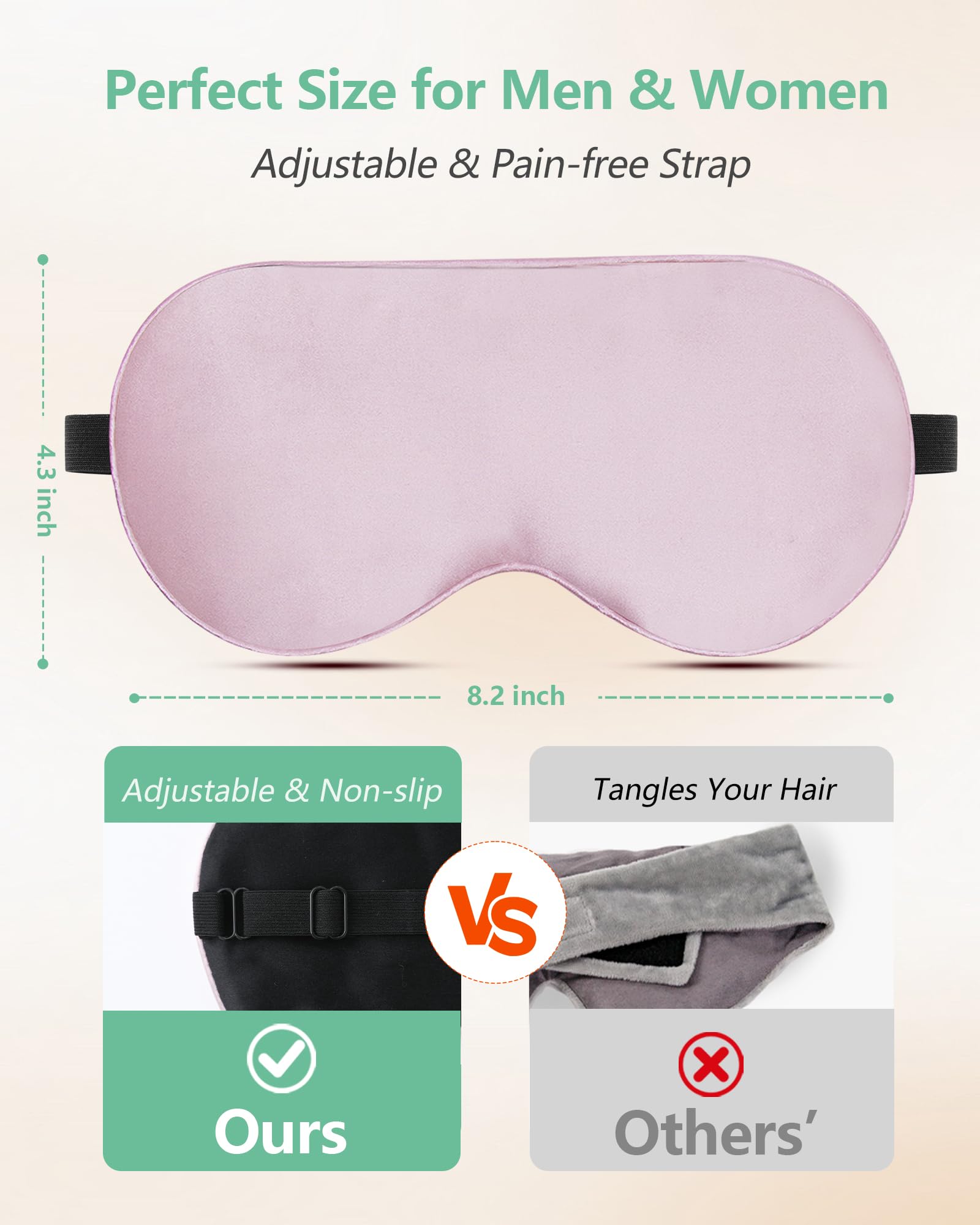 BeeVines 100% Real Mulberry Silk 2 Pack Sleep Mask, Natural Pure Silk Eye Masks with Adjustable Strap for Sleeping, 100% Block Light Eye Sleep Shade Cover, Reduces Puffy Eyes Traveling Gifts