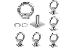 6 Pack Eye Nut with T-Slot Bolt, KWOKWEI M8 Heavy Duty Eye Bolts with Nuts, 304 Stainless Steel Roof Rack T Bolt Eye Nut for Holding Bungee Cord, Anchoring kit, Ropes Anchoring etc