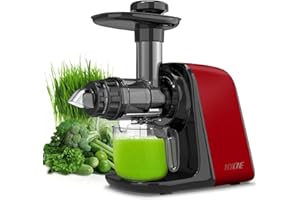 Masticating Juicer, NXONE Cold Press Juicer for Vegetable and Fruit, Juicer Machines with 3 Speed Modes and Reverse Function, Easy to Clean Slow Juicer with Brush, Red
