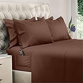 DREAMCARE Full Size Sheets Set - 6 Pcs Deep Pocket Cooling Bed Sheets - Soft, Long Lasting 100% Brushed Microfiber with Side Pocket (Mocha Brown, Full)